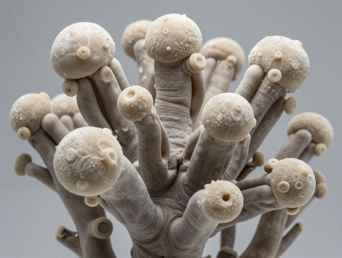 Abstrakcyjna wizualizacja struktury kolagenu i kwasu hialuronowego w niebieskiej palecie, estetyczna reprezentacja naukowa bez tekstu i bez konkretnych marek produktów